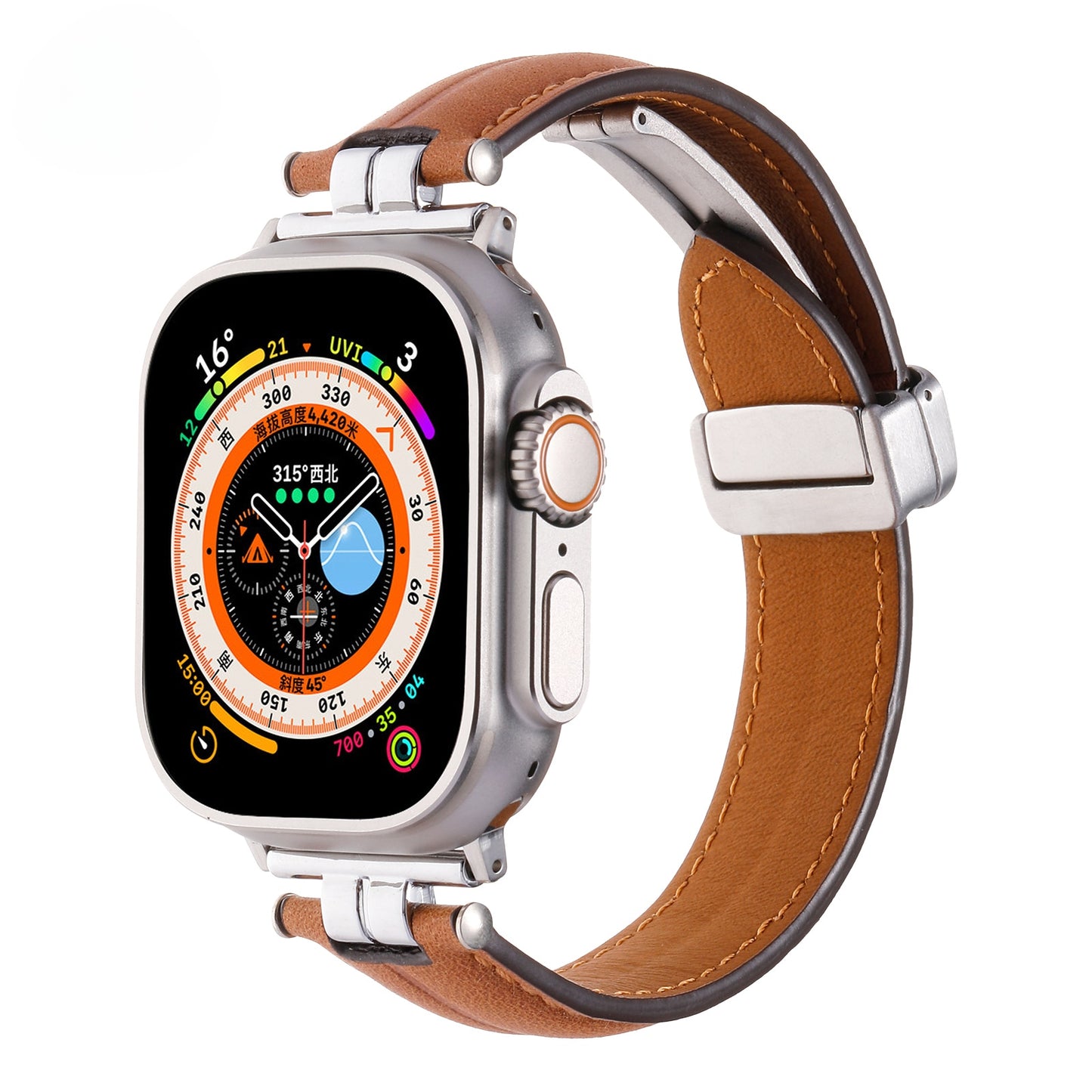 Magnetic Leather Bracelet for Apple Watch Ultra 49mm Band 42 44MM 38 40mm Luxury Metal Strap for iWatch 8 7 41mm 45mm 6 SE 5 4 3