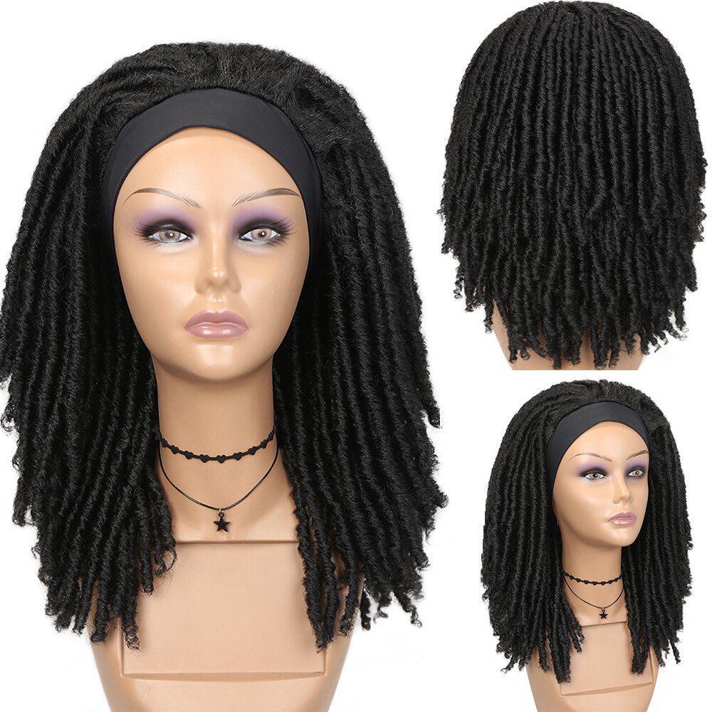 Fave Headband Dreadlock Curly Synthetic Wig Goddess Hand Braided Twist Black Brown For Black Women Daily Cosplay Braiding Hair