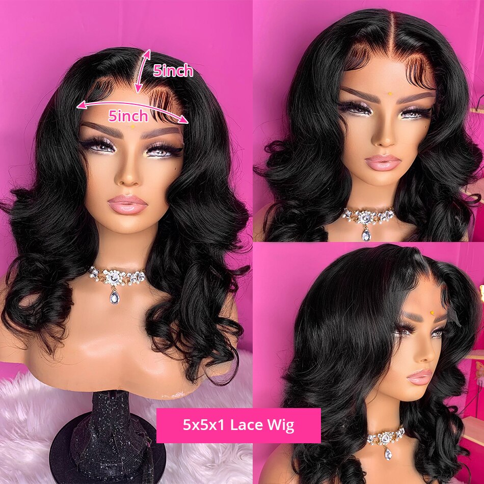 Bob 200 Density Lace Front Wig Human Hair 360 13x4 Lace Frontal Human Hair Wigs For Women Remy Short Body Wave 5x5x1 T Part Wig