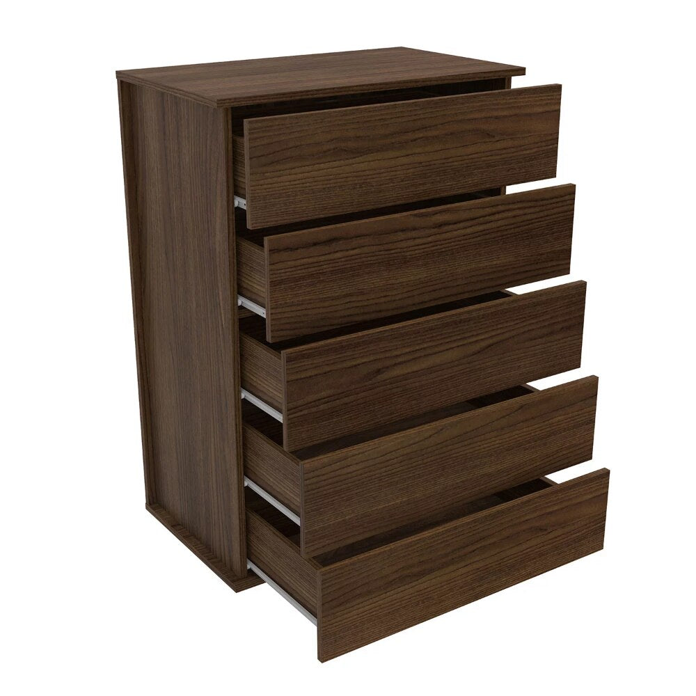 Madison Modern 5 Drawer Dresser, Dark Brown