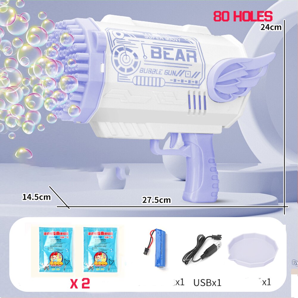 Bubble Guns LED Light Electric Automatic Magic Soap Rocket Bubbles Machine Children Outdoor Toys Wedding Party Kids Pompero Toy