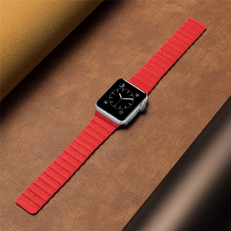 Leather band For apple watch Ultra 49mm for iWatch series 6 se 5 4 44 40mm 42mm loop for apple watch 8 7 41 45mm Magnetic strap