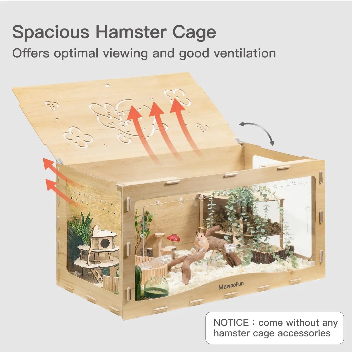 MEWOOFUN Large Hamster Cage Wooden Hamster Cage for Golden Hamster Small Pet Animal Size39.4"L * 19.7" W* 19.7”H US Dropshipping