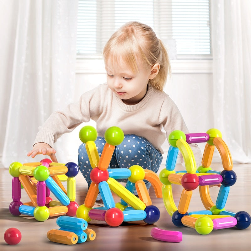 Kids Magnetic Construction Set Magnetic Balls Stick Building Blocks Montessori Educational Toys For Children Gift