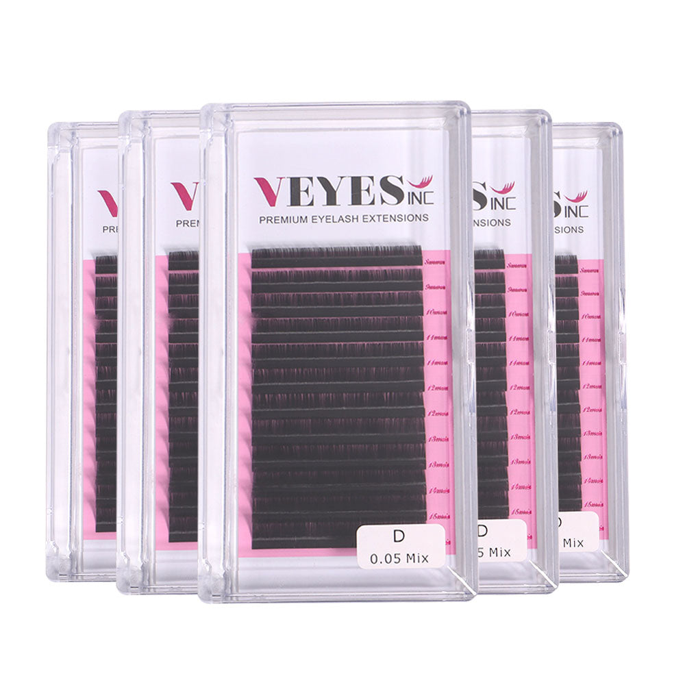 Veyes Inc 5 Cases/Lot Individual Eyelash Extensions Faux Mink Lashes Veyelash Professionals Classic Soft Natural Lash Wholesale