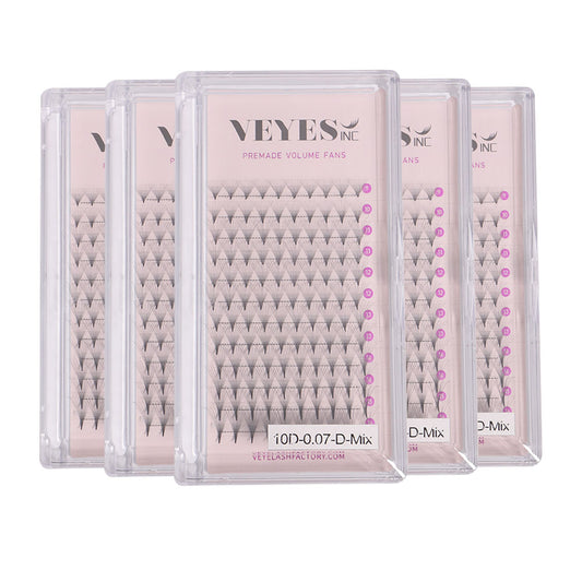 Veyes Inc 5 Cases/Lot Premade Fan Lashes Eyelash Extensions Sharp Narrow Slim Thin Pointy Base Russian Volume Fans 5D 7D 10D