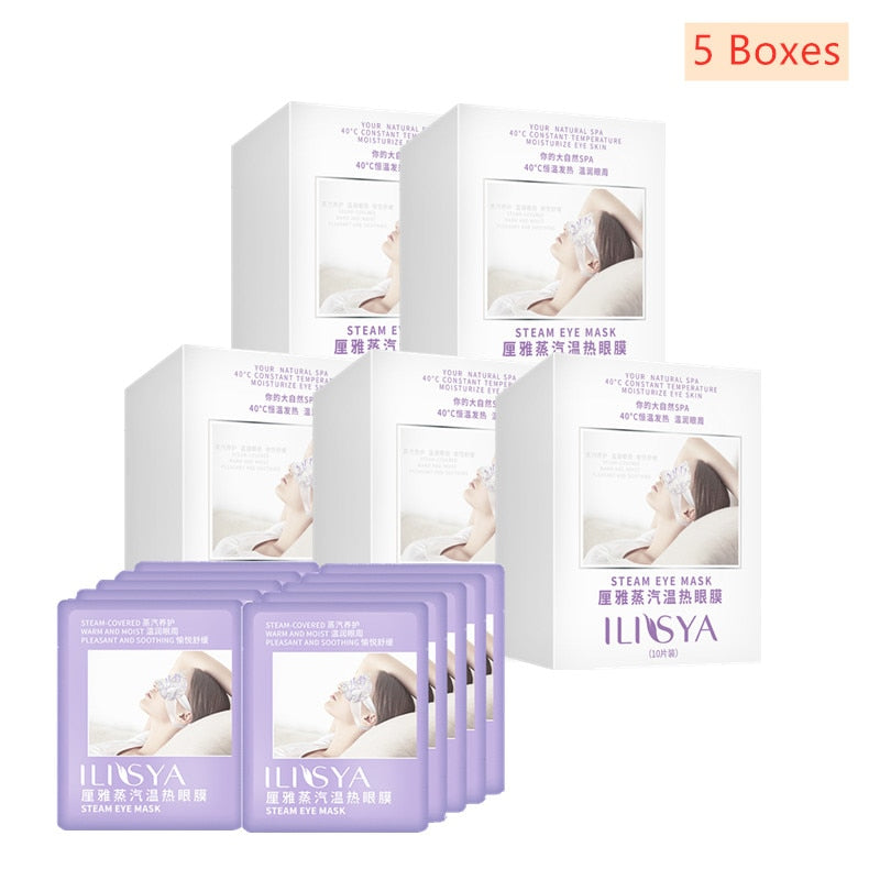 5 Boxes-Steam Eye Mask Warm Eye Patch Dark Circle Remover Relieve Fatigue for Travel Sleep Relax