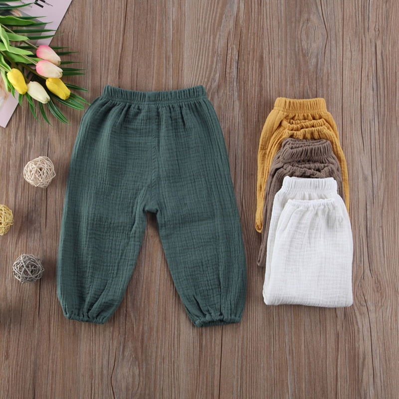 Pudcoco US Stock New Casual Kids Baby Boy Girl Wrinkled Cotton Vintage Bloomers Bottoms Trousers Legging Pants