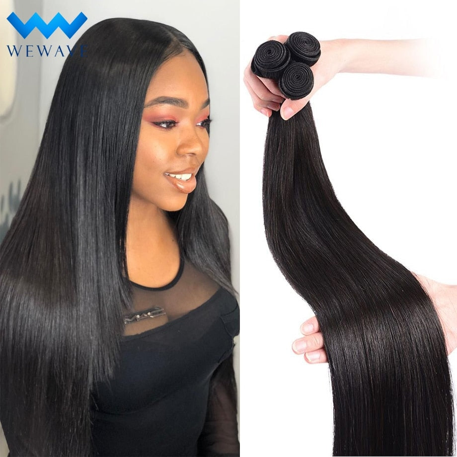 Brazilian Human Hair Weave Bundles 30 inch Straight Natural Short Long Virgin Hair Extension for Black Women 1 3 4 Bundles