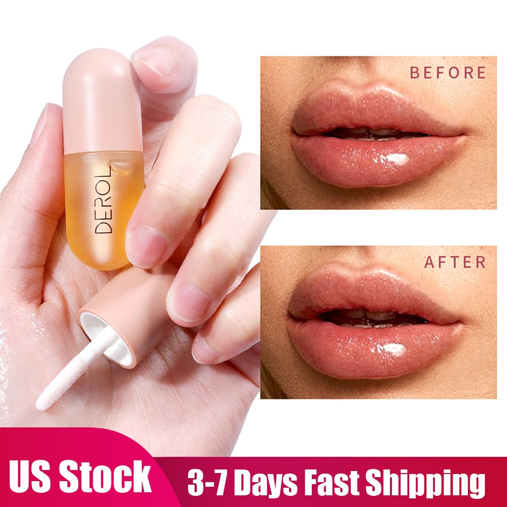 US Stock Lip Plumper Mineral Oil Lip Extreme Volume Essence Nutritious Lips Enhancer Serum Moisturizing Plumping Lip Gloss