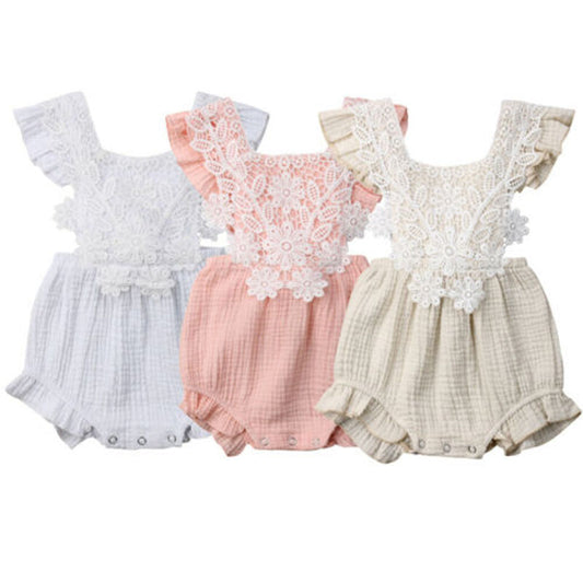 Pudcoco US Stock New Fashion Cute Newborn Kids Baby Girls Ruffle Lace Romper Playsuit Clothes Outfit