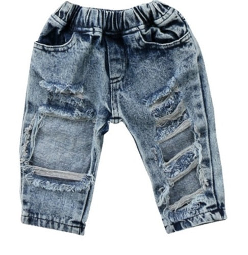 Pudcoco US Stock New Fashion Kids Girls Patch Denim Pants Stretch Elastic Trousers Jeans Ripped Clothes Patch