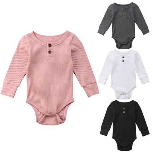 Pudcoco US Stock Newborn Infant Baby Boy Girls Romper Long Sleeve Solid Cotton Jumpsuit Playsuit Clothes Outfits