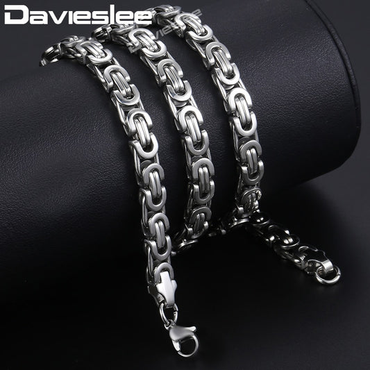 Byzantine Chain Necklace For Men Women Stainless Steel Mens Necklace Chain Dropshipping Wholesale Jewelry 20-24inch 5/7mm DKN203