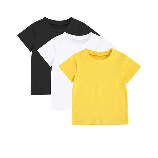 lioraitiin 1-5Years Children Baby Girls T Shirts Tops Solid Short Sleeve Pullover Solid Causal Tops