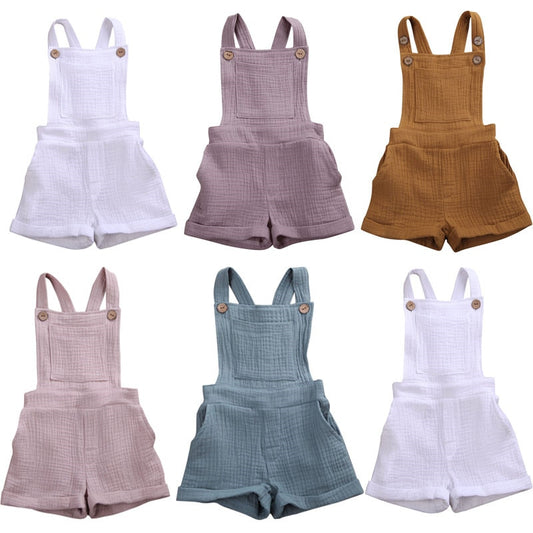 lioraitiin 0-5years New 5Colors Baby Girls Romper Clothes Sleeveless Solid Cotton Jumpsuit Summer Fashion Outfit