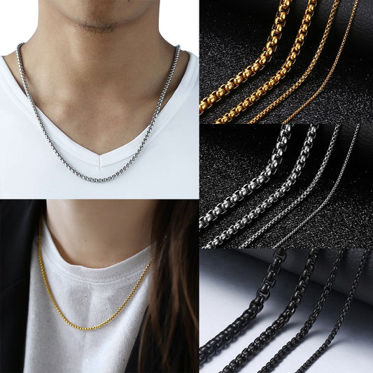 Simple 2-5mm Rolo Box Chain Necklaces For Women Men Anti Allergy Stainless Steel Necklaces 2020 Fashion Jewelry Wholesale