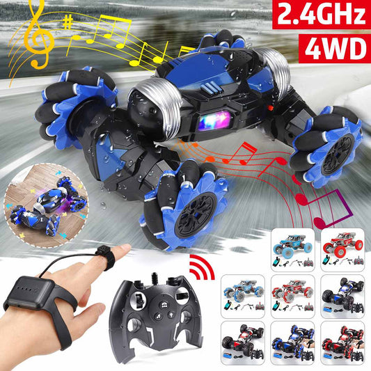 2.4GHz 4WD Radio Gesture Induction RC Car Remote Control Car Road Drift Vehicle Music Dancing Twist Stunt Car Gifts for Kids