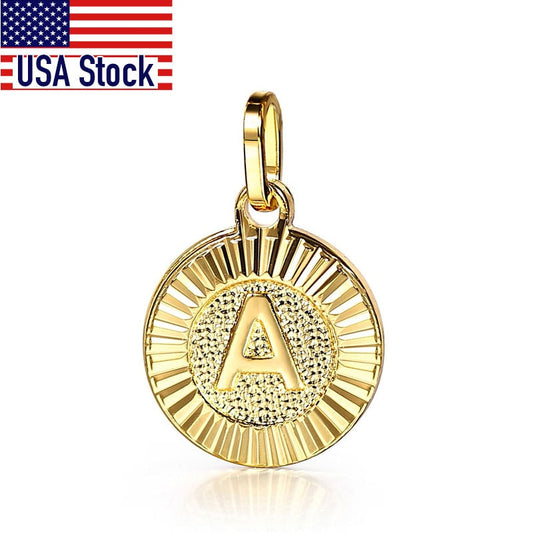 New Initial letter Name Pendant Necklace Gold Color 26 Letters Round Charm for Women Men Wholesale Pendant Jewelry GP418