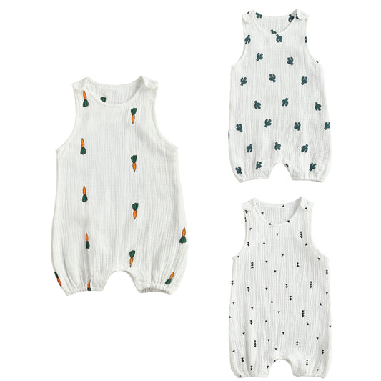 2021-01-20 lioraitiin 0-24M Newborn Baby Boys Girls Fashion Sleeveless Print Romper Stylish Loose Casual Spring Summer Romper