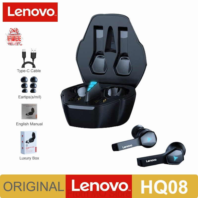 Lenovo HQ08 Bluetooth Headphones TWS Wireless Gamer Headset Sports 400mAh Battery Earphone No Delay Dual Mic Earbuds For Phone