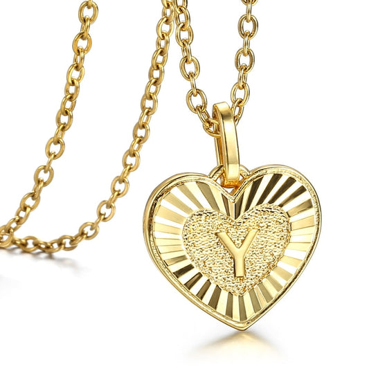 Heart Shaped Love Initial A Z Letter Gold Color Pendant Charm for Women Girl Fashion Gifts Dropshipping Wholesale 18inch DGP419A