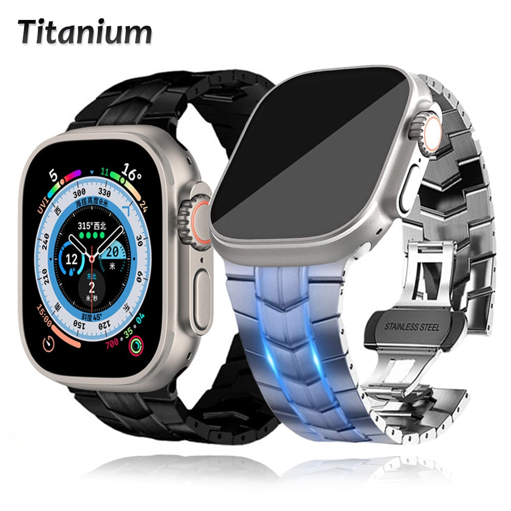 Luxury Titanium Band for Apple Watch Ultra 49mm 45mm 42 44mm 41 40mm Bracelet Correa for iWatch series 8 7 6 5 4 se Accessories