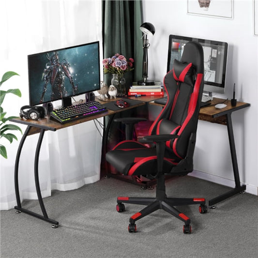 Executive Adjustable High Back Faux Leather Swivel Gaming Chair, Black/Red  Chaise Gaming