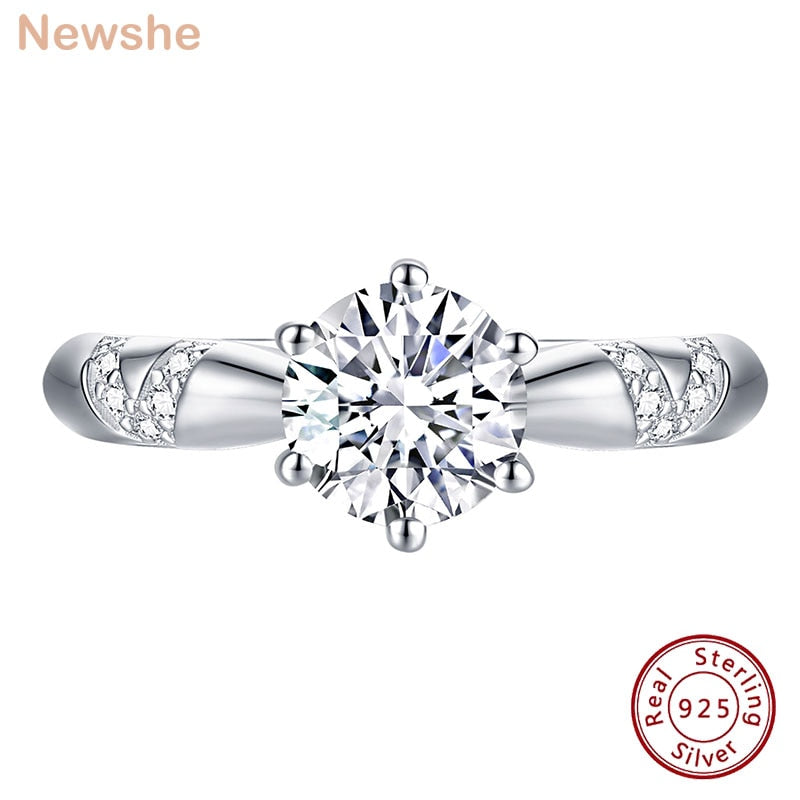 Newshe 1.3CT Moissanite Engagement Rings For Women 925 Sterling Silver Brilliant Round Cut Wedding Ring Trendy Jewelry BR1314