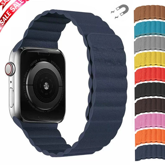 Leather band For apple watch Ultra 49mm for iWatch series 6 se 5 4 44 40mm 42mm loop for apple watch 8 7 41 45mm Magnetic strap