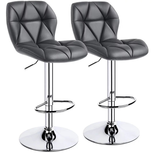 Alden Design 2PCS Modern Adjustable Faux Leather Swivel Bar Stool