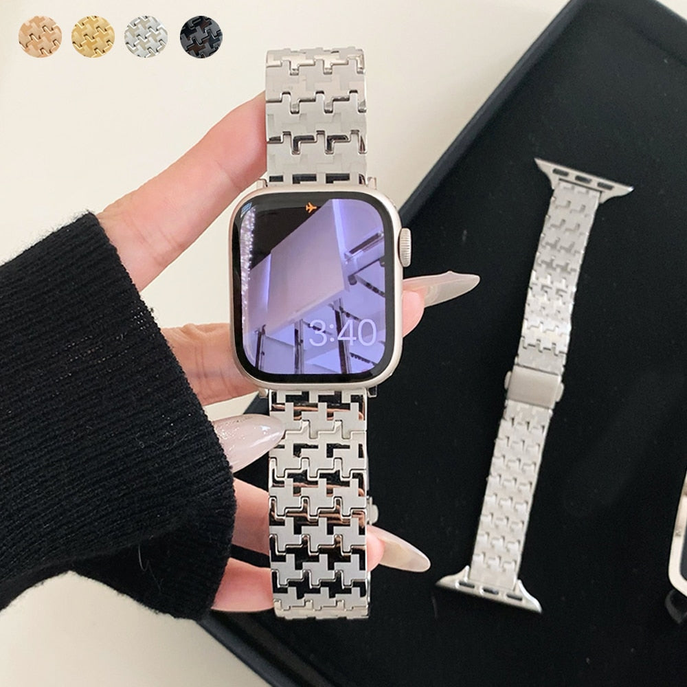 Luxury Stainless Steel Band for Apple Watch 8 45 41mm Ultra 49mm 40mm 38 40 42mm 44MM Wrist Strap for iWatch Series 8 7 6 5 4 se