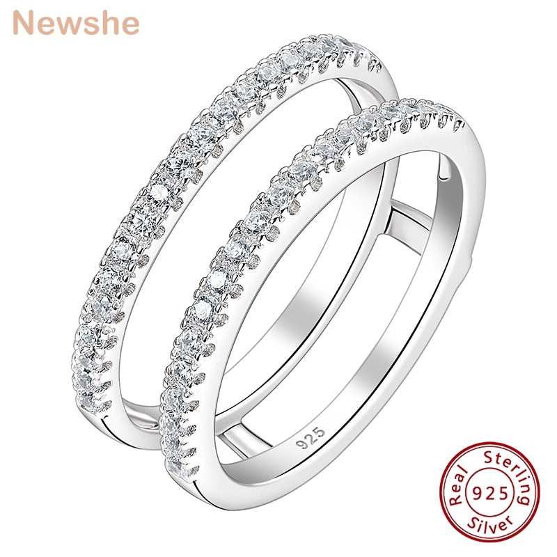 Newshe Wedding Ring Enhancers for Women AAAAA Cubic Zirconia 925 Sterling Silver Stack Wrap Fine Jewelry BR1159_BAND