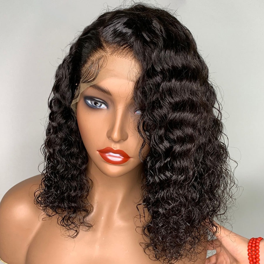 13x5x2 Side Part Lace Wig for Women Brazilian Pre Plucked Water Wave Human Hair Wig Wavy Curly Wigs Perruque Cheveux Humains