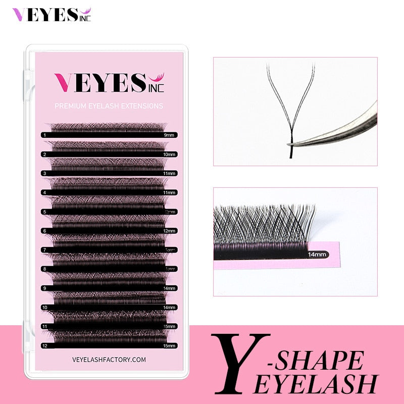 Veyes Inc YY Shape Eyelash Extensions Veyelash Hand Woven Black Natural Soft Brazilian YY Lashes Premade Volume Fan Individual