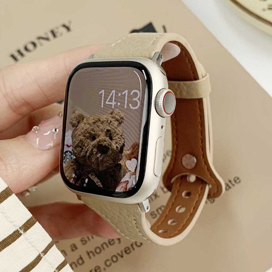 Genuine Leather Strap For Apple Watch Series 8 7 41mm 40mm Women Band For iWatch Ultra 49mm 6 5 4 3 2 se 38mm 42 44 45mm Correa