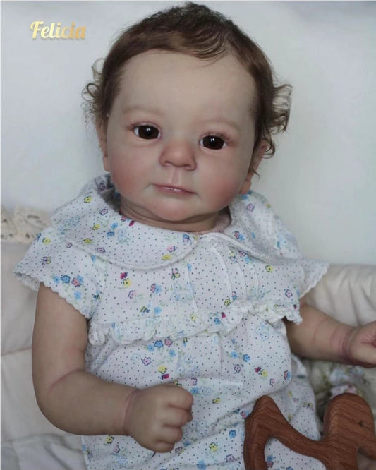 45CM Finished Reborn Baby Dolls Felicia Already Painted Silicone Vinyl Cloth Body Surprise Toys holiday gift