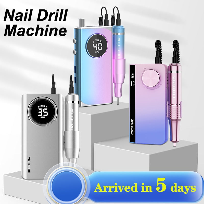 40000/35000RPM Portable Electric Nail Drill Machine With LCD Display Nails Sander For Acrylic Gel Polish Rechargeable Nail Tool