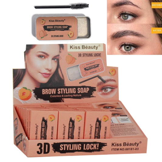 24Pcs/box Eyebrow Soap Wax Cream Gel Long Lasting 3D Brow Styling Soap Waterproof Wholesale Kit