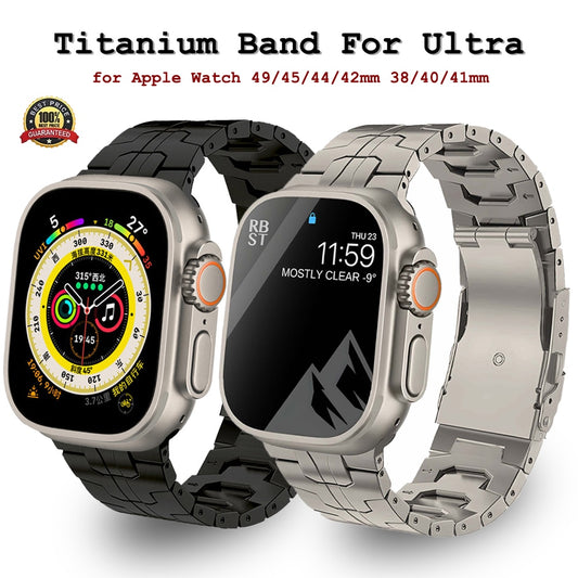 Titanium Band For Apple Watch Ultra 49mm Series 45 41mm Men Business Bracelet 40 42 44mm Luxury Strap for Iwatch 8 7 6 5 se 4 3