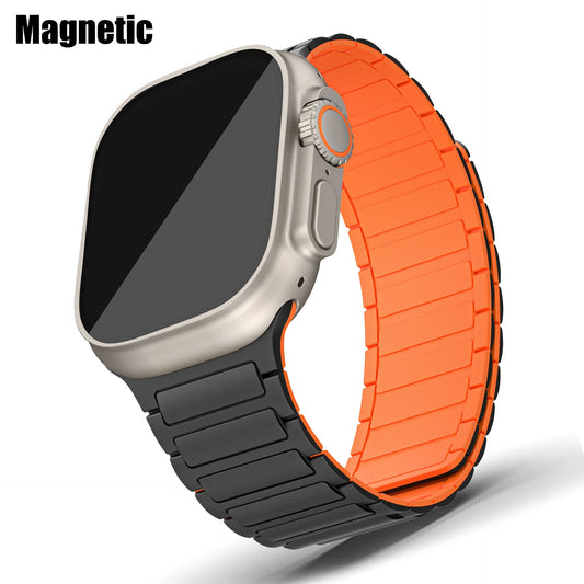 Magnetic sports band for Apple Watch Ultra 49mm 45mm 44 42mm 38 40 41mm silicone men strap for iWatch series 8 7 6 5 4 se 3 loop