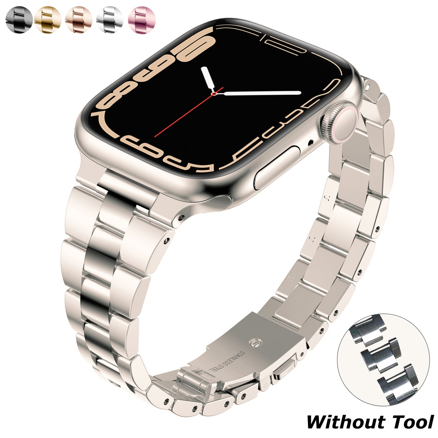 Women Stainless Steel Slim Bracelet For Apple watch 8 Ultra 49mm Band 40mm 38 42 41 45mm for iWatch SE/6/5 7 Luxury Metal Strap