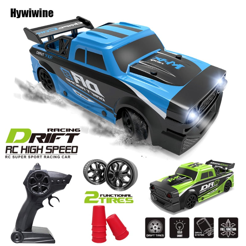 RC Car 1/16 4WD 2.4G Drift Racing Remote Control Car Bulit-in Two Batteries LED Light High Speed Vehicles Models Toys for Kids