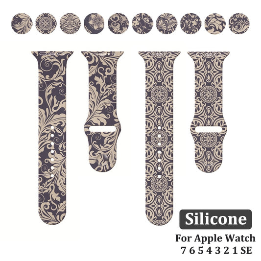 Silicone printing band for Apple Watch Series 7 41MM 45MM 40mm 44mm sports women rubber strap for iwatch 7 6 SE 5 4 3 2 38 42mm