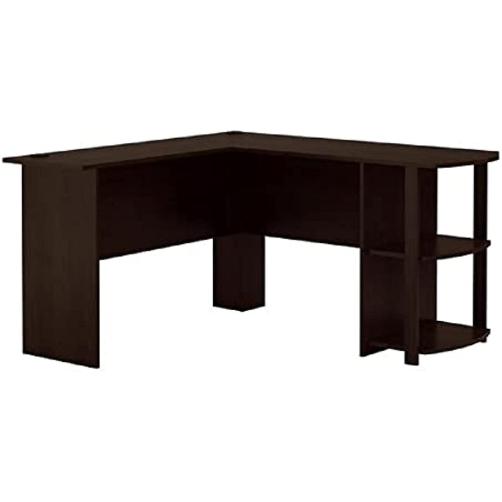 Dakota L-Shaped Desk with Bookshelves, Espresso