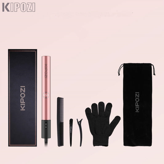 KIPOZI Professional Hair Striaghtener Nano Titanium Instant Heating Flat Iron 2 In 1 Curling Iron Hair Tool with LCD Display