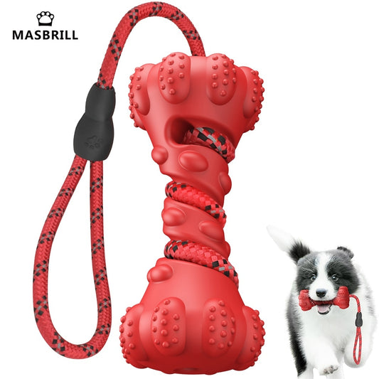 MASBRILL Pet Dog Toy Interactive Rubber Dumbbel for Small Large Dogs Chewing Toys Pet Tooth Cleaning Indestructible Dog Food Toy