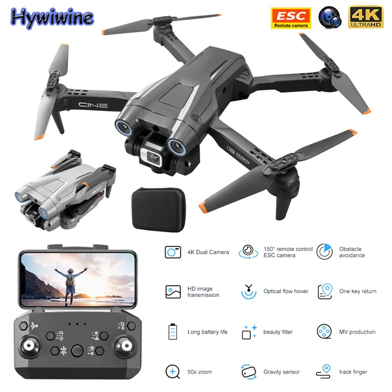 Drone with 4k Camera HD Profesional Three Way Obstacle Avoidance 50xZoom Optical Flow Adjustable Dual Camera Quadcopter VS Z908