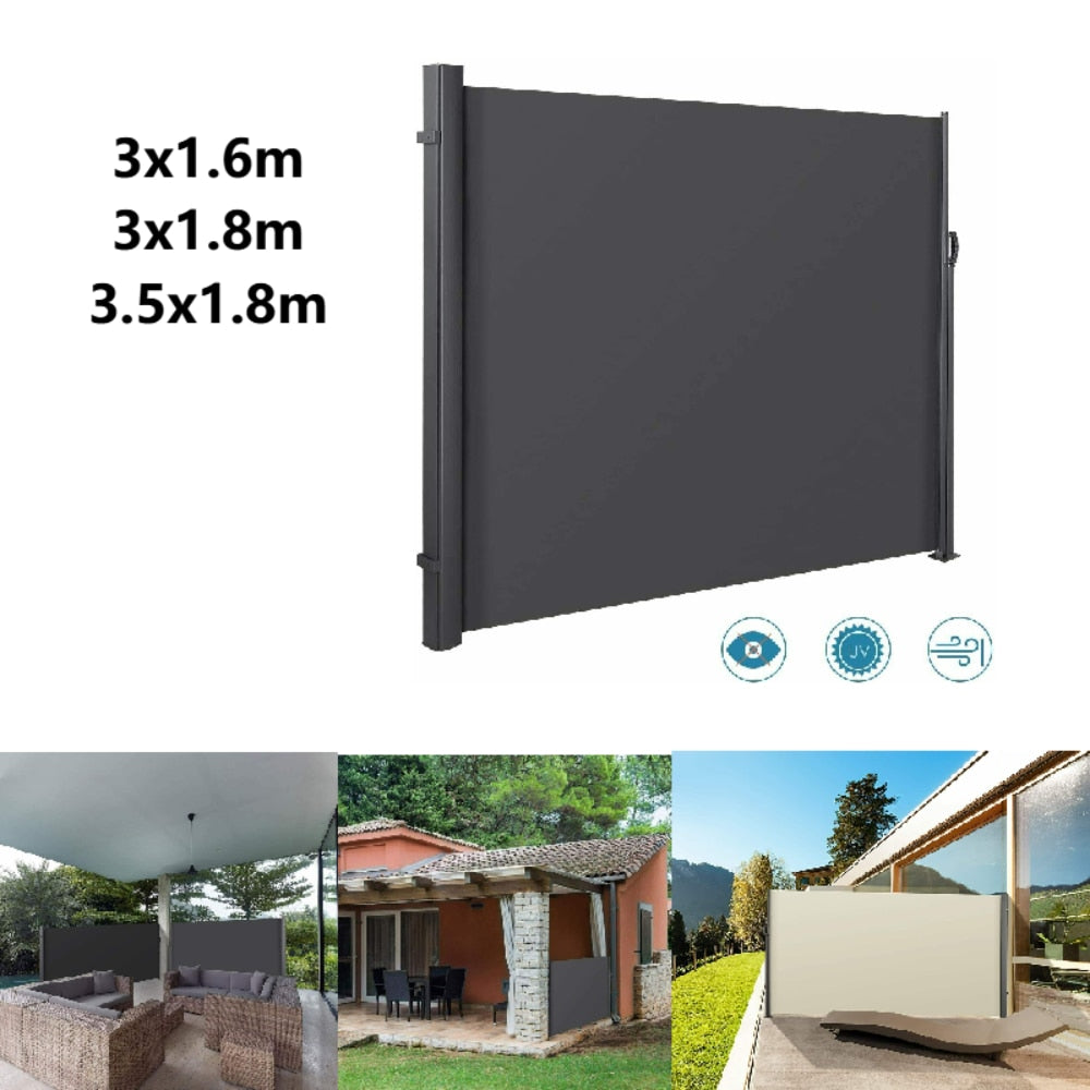 Retractable Side Awning Outdoor Patio Screen Fence Privacy Divider Garden Outdoor Pool Patio Terrace Sun Shade Wind Screen Black