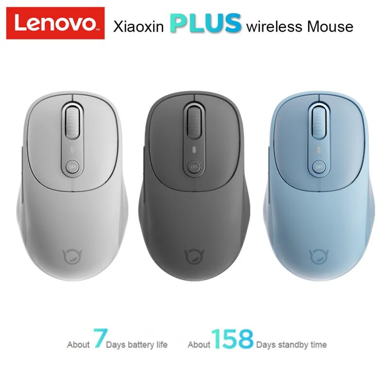 Lenovo Xiaoxin PLUS Bluetooth Mouse Silent Portable Wireless Mouse 3.0/5.0 380mah Ergonomic Design Office Gaming Mouse